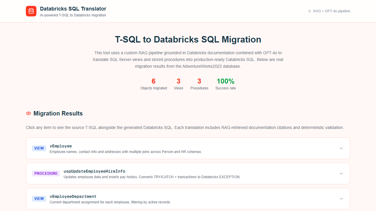 Databricks RAG Migration Tool preview